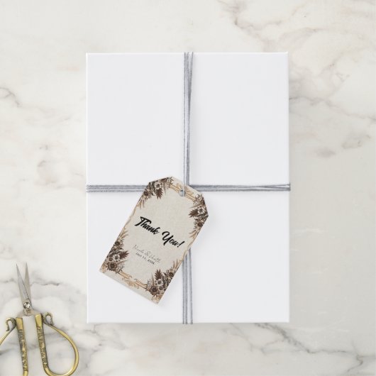 Elegant  Boheems Bloemen Bruiloft Cadeaulabel (Met Touw)