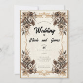 Elegant  Boheems Bloemen Bruiloft Kaart (Voorkant)