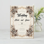 Elegant  Boheems Bloemen Bruiloft Kaart (Staand voorkant)