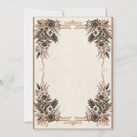 Elegant  Boheems Bloemen Bruiloft Kaart (Achterkant)