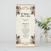 Elegant  Boheems Bloemen Bruiloft Programmakaart (Staand voorkant)