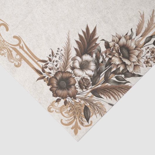 Elegant  Boheems Bloemen Bruiloft Tissuepapier (Detail)
