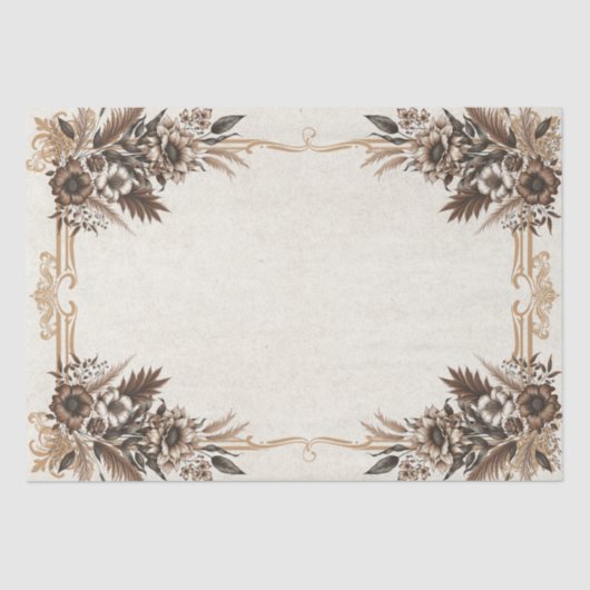 Elegant  Boheems Bloemen Bruiloft Tissuepapier (Voorkant)