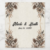 Elegant  Boheems Bloemen Bruiloft Wijn Etiket (Enkel label)