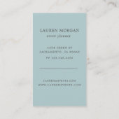 Elegant Boheems Bloemmonogram Blauw Visitekaartje (Achterkant)