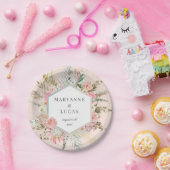 Elegant Boheems bloemmonogram Papieren Bordje (Feest)