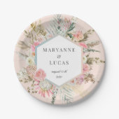 Elegant Boheems bloemmonogram Papieren Bordje (Voorkant)