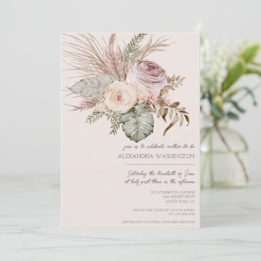 Elegant Boheems Boeket Baby shower Kaart (Staand voorkant)