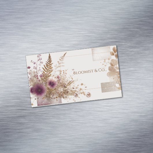 Elegant Boheems Roos Gold Botanical Magnetisch Visitekaartje (Voorbeeld)