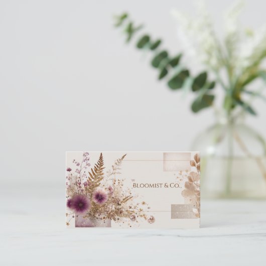 Elegant Boheems Roos Gold Botanical Visitekaartje (Staand voorkant)