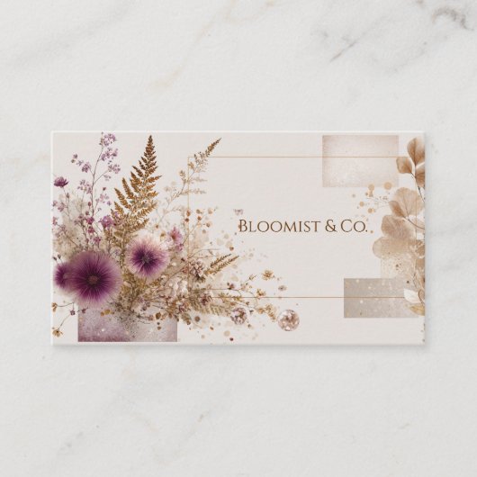 Elegant Boheems Roos Gold Botanical Visitekaartje (Voorkant)