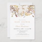 Elegant Bohemen Herfst Floral Baby shower Kaart (Voorkant)