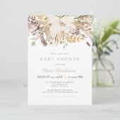 Elegant Bohemen Herfst Floral Baby shower Kaart (Staand voorkant)