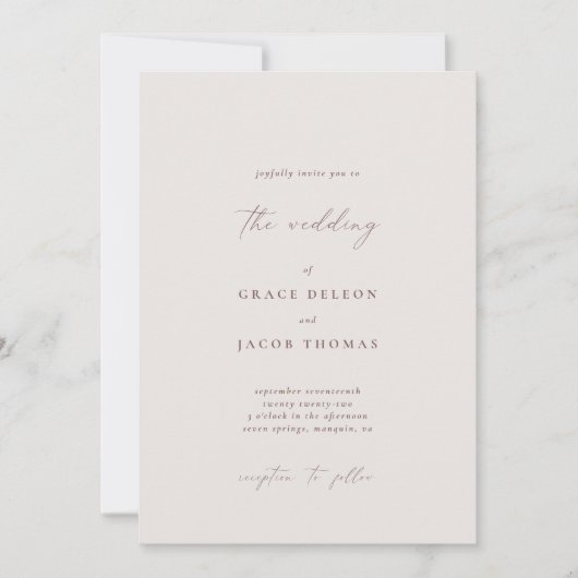 Elegant Bohemen minimalistisch huwelijk Kaart (Voorkant)