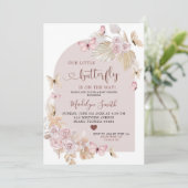 Elegant Bohemian Blush and Butterfly Baby shower Kaart (Staand voorkant)