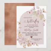Elegant Bohemian Blush and Butterfly Baby shower Kaart (Voorkant / Achterkant)