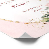 Elegant Bohemian Blush Pink Greenery Custom Sign Poster (Hoek)