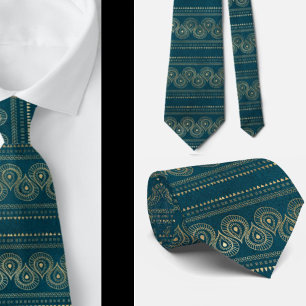 Elegant Bohemian Boho Abstracte Blauwgroen Stropda Stropdas