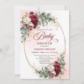 Elegant Bohemian Burgundy Eucalyptus Baby Shower Kaart (Voorkant)
