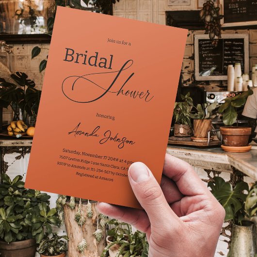 Elegant Bohemian Burnt Oranje Rustisch Vrijgezelle Kaart