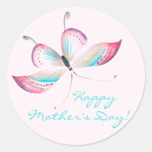 Elegant Bohemian Butterfly Happy Moederdag Ronde Sticker