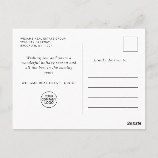 Elegant Bohemian Christmas Composition Company Briefkaart (Achterkant)