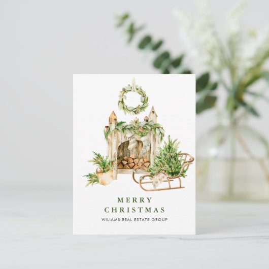 Elegant Bohemian Christmas Composition Company Briefkaart (Staand voorkant)