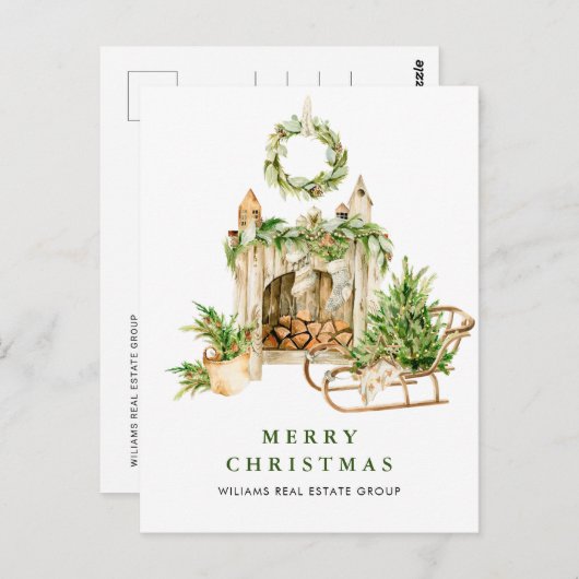 Elegant Bohemian Christmas Composition Company Briefkaart (Voorkant / Achterkant)