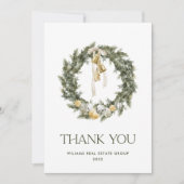 Elegant Bohemian Christmas Pine krans bedrijf Bedankkaart (Voorkant)