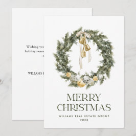 Elegant Bohemian Christmas Wreath Greeting Company Feestdagenkaart
