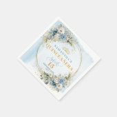 Elegant Bohemian Dusty Blue Floral Gold Glitter Servet (Hoek)