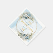Elegant Bohemian Dusty Blue Floral Gold Glitter  Servet (Hoek)