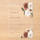 Elegant Bohemian Floral Acrylic Wedding Invitation Acryl Uitnodigingen (Voorkant)