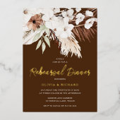Elegant Bohemian Floral Gold repesal Dinner Folie Uitnodiging (Voorkant)