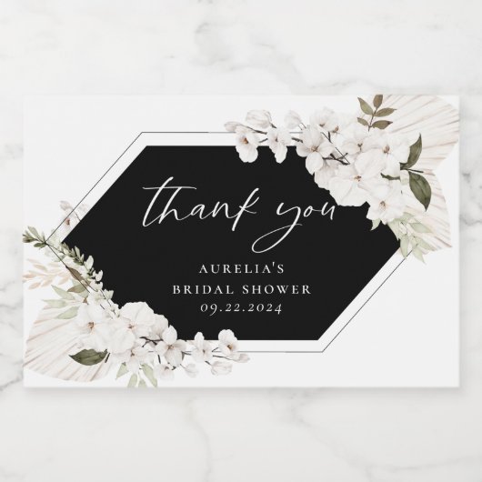 Elegant Bohemian Floral Hartelijk dank Sparkling Wijnetiket (Enkel label)