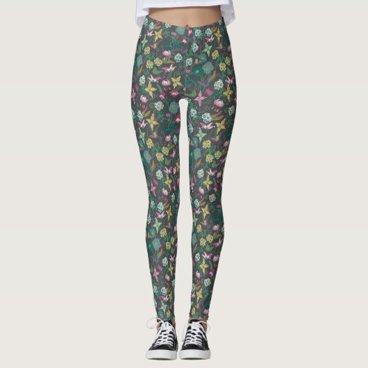 Elegant Bohemian Floral Leggings (Voorkant)