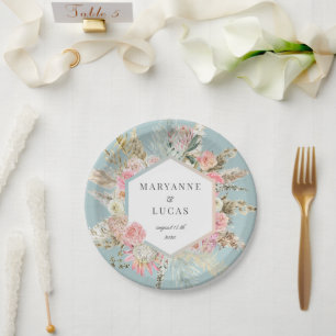 Elegant Bohemian Floral Monogram Papier Bord