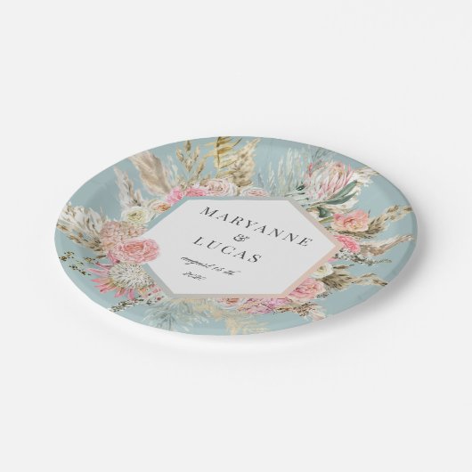 Elegant Bohemian Floral Monogram Papier Bord (Gekanteld)