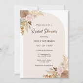 Elegant Bohemian Floral Pampas Grass Bridal Shower Kaart (Voorkant)