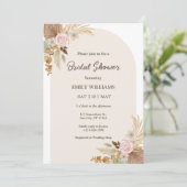 Elegant Bohemian Floral Pampas Grass Bridal Shower Kaart (Staand voorkant)
