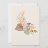 Elegant Bohemian Floral Pampas Grass Bridal Shower Kaart (Achterkant)