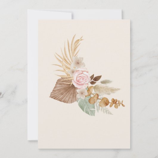 Elegant Bohemian Floral Pampas Grass Bridal Shower Kaart (Achterkant)