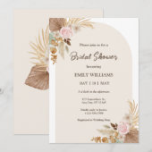 Elegant Bohemian Floral Pampas Grass Bridal Shower Kaart (Voorkant / Achterkant)