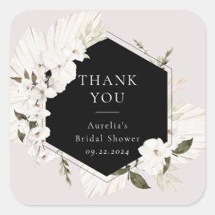 Elegant Bohemian Floral Square Sticker