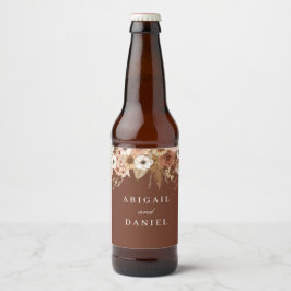 Elegant Bohemian Floral Wedding Bier Etiket