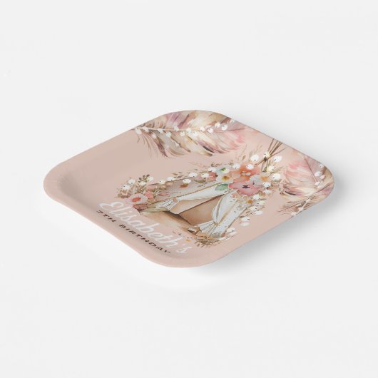 Elegant Bohemian Girl Birthday Specialized Papieren Bordje (Gebogen)