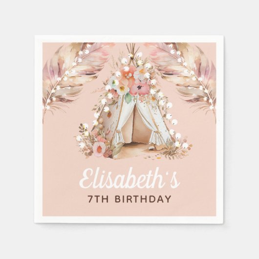 Elegant Bohemian Girl Birthday Specialized Servet (Voorkant)