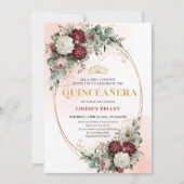 Elegant Bohemian Marsala Flowers Gold Quince Kaart (Voorkant)