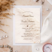 Elegant Bohemian Pampas Grass Wedding Invitation Kaart