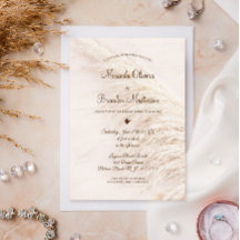 Elegant Bohemian Pampas Grass Wedding Invitation